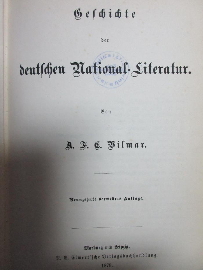 4 L 6&lt;19&gt; : Geschichte der deutschen National-Literatur (1879)
