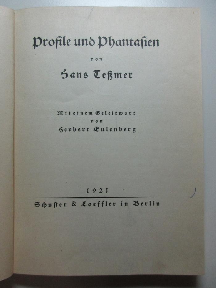 3 L 779 : Profile und Phantasien (1921)