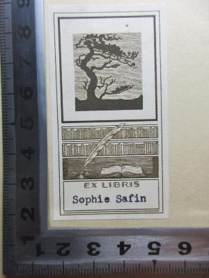 2 N 128&lt;3&gt; : Manuel illustré d'histoire de la littérature française (1933);- (Safin, Sophie), Etikett: Exlibris, Name, Abbildung; 'Ex Libris
Sophie Safin'. 