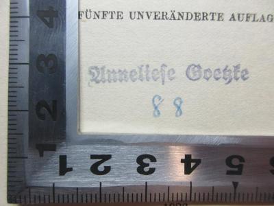 - (Groeßte, Anneliese), Stempel: Name; 'Anneliese Goeßte'. ;4 L 189&lt;5&gt; : Laurin : ein tirolisches Heldenmärchen aus dem Anfange des 13. Jahrhunderts (1926)