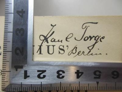 2 P 10&lt;13&gt; : Wilhelm Gesenius' Hebräisches und aramäisches Handwörterbuch über das Alte Testament (1899);- (Torge, Karl), Von Hand: Autogramm, Ortsangabe; 'Karl Torge
Berlin.'. 