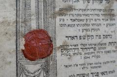 - (Synagogen-Gemeinde Danzig-Mattenbuden), Siegel: Name, Ortsangabe; 'קהל ר׳ ק׳׳ק
מאטענבודן
[...]rsterer d' Mattenbuden Gemeinde'. 