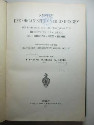 7 T 106 : System der organischen Verbindungen : ein Leitfaden für die Benutzung von Beilsteins Handbuch der organischen Chemie (1929)