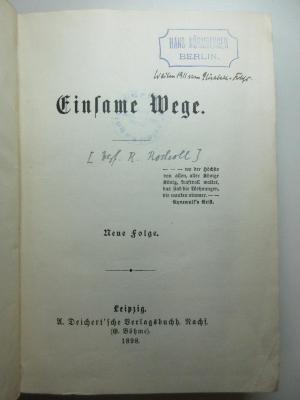 7 X 84-N.F. : Einsame Wege (1898)