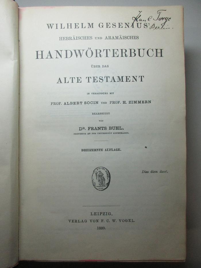 2 P 10&lt;13&gt; : Wilhelm Gesenius' Hebräisches und aramäisches Handwörterbuch über das Alte Testament (1899)