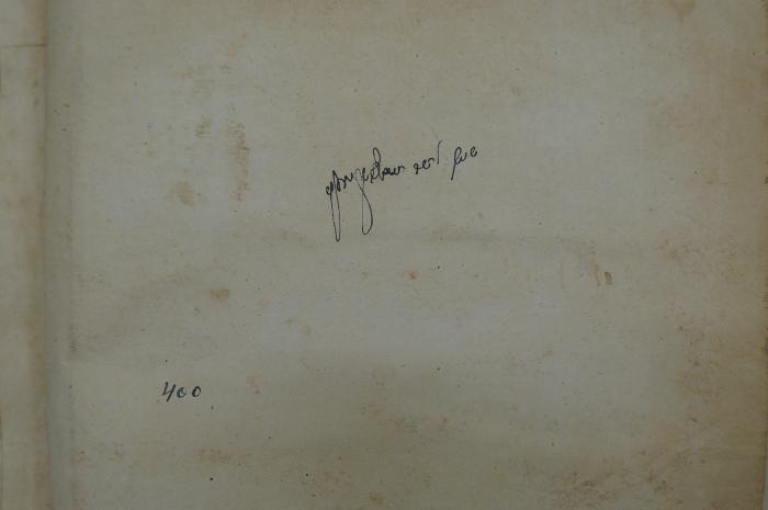 Asch7226 : ספר הלכה ברורה : על חלק אורח חיים (1714);- (unbekannt), Von Hand: Autogramm, Nummer; '[...] שייך להשר

400'. 
