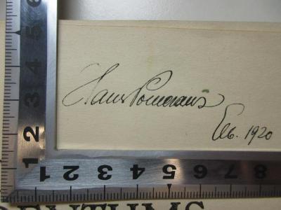 2 P 2 : Probleme des Judentums (1919);- (Pomeranz, Hans), Von Hand: Autogramm, Datum; 'Hans Pomerans
Feb. 1920'. 