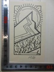 - (Ruscheweyh, H.), Etikett: Exlibris, Name, Abbildung; 'Ex Libris
H. Ruschewey[?]'. 