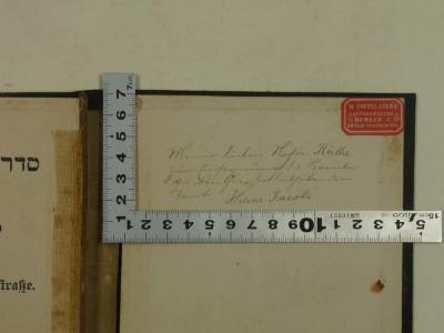 - (Jacobi, Kaethe), Von Hand: Widmung, Name; 'Meiner lieben Nichte Käthe zu Einsegung d. 2. November 1913 von ihrer sie liebhabenden Tante Helene Jacobi.'. 