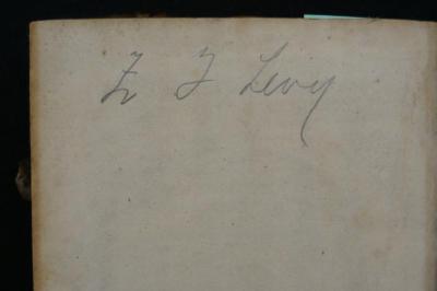 Asch7236 : וזה שער השמים : מחזור (1772);- (Levy, Z. J.), Von Hand: Autogramm; 'Z J Levy'. 