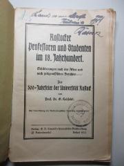 4 X 201 : Rostocker Professoren und Studenten im 18. Jahrhundert : Schilderung nach den Akten und nach zeitgenössischen Berichten : zur 500-Jahrfeier der Universität Rostock (1919)