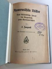 Db 743 : Auserwählte Völker. Das Altjüdische Ideal im Gegensatz zum Germanischen. (1922)