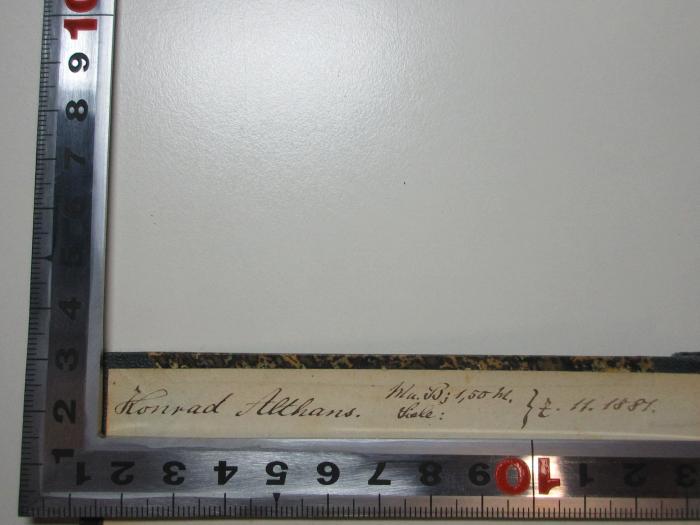 - (Althaus, Konrad), Von Hand: Autogramm, Preis, Datum; 'Konrad Althaus. [?] 1,50 M } z. 11.1881.'. ;4 X 2540 : Geschichte der polnischen National-Literatur (1873)