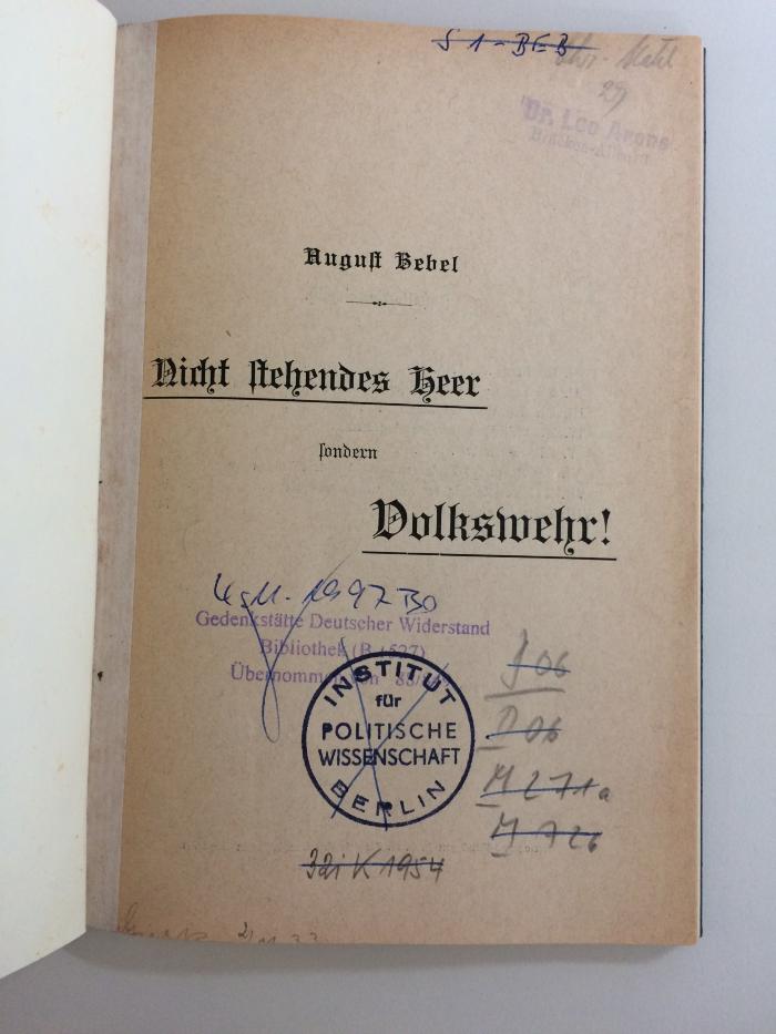 D 06 128 (ausgeschieden) : Nicht stehendes Heer sondern Volkswehr! (1898)