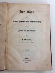 Db 993 (alt);GB M 2184 ; ;: Der Bann in seiner geschichtlichen Entwickelung auf dem Boden des Judenthumes (1864)