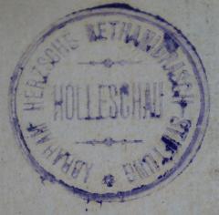 - (Abraham Herzsche Bet Hamidrasch-Stiftung), Stempel: Name, Ortsangabe; 'Abraham Herzsche Bethamidrasch-Stiftung Holleschau'.  (Prototyp)
