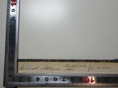 - (Althaus, Konrad), Von Hand: Autogramm, Preis, Datum; 'Konrad Althaus. [?] 1,50 M } z. 11.1881.'. ;4 X 2540 : Geschichte der polnischen National-Literatur (1873)