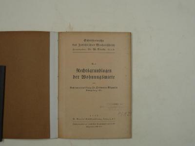  Rechtsgrundlagen der Wohnungsmiete. (1936)