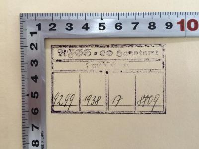 X 76 2 (ausgeschieden) : Staatslexikon. Film bis Kapitalismus. (1927);- (Deutsches Reich. Sicherheitsdienst. Hauptamt. Fachbücherei), Stempel: Name; 'RFSS - SD Hauptamt 
Fachbücherei
 9299 1938 17 8809 
[wechselnde Nummern]'.  (Prototyp)