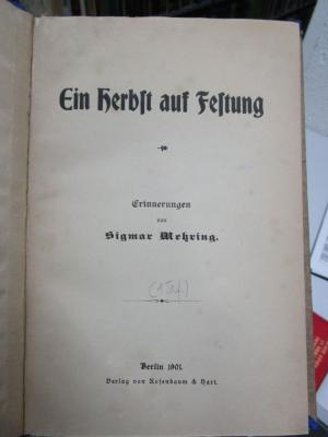 Ak 491: Ein Herbst auf Festung : Erinnerungen (1901)
