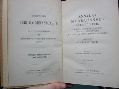 Ai 1146 44 2.Ex.: Annales Marbacenses qui dicuntur : (Cronica Hohenburgensis cum continuatione et additamentis Neoburgensibus) (1907)