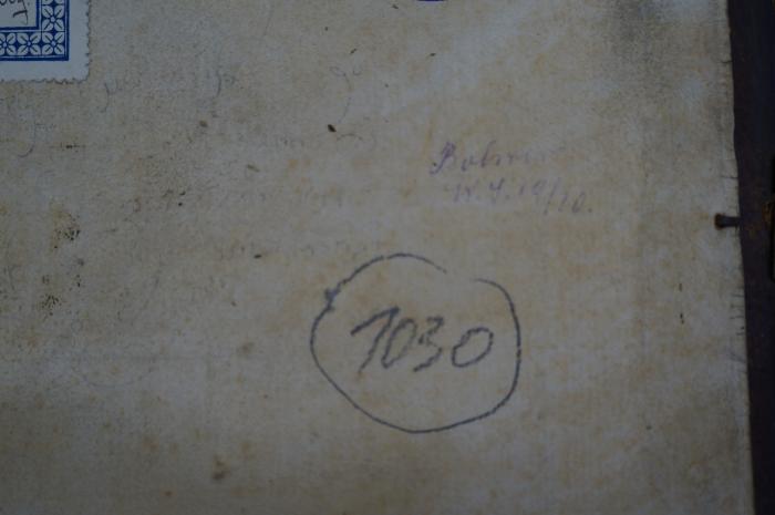 Asch7253 : מהלכות רב אלפס : עם כל הנמצא בספרי האלפסי שנדפסו לפניו עד היום  (1720);- (Signaturen Jc), Von Hand: Signatur, Nummer; 'Jc 7045 4

1030'. ;- (unbekannt), Von Hand: Datum, Notiz; 'Bohrar
18.7.19/20'. 