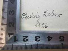 - (Lebus, Hedwig), Von Hand: Autogramm, Datum; 'Hedwig Lebus
1926'. 