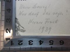 - (Finck, Werner), Von Hand: Name, Datum, Notiz; 'Unser Lessing!
Wer darf das sagen?
Werner Finck[?]
1939'. 