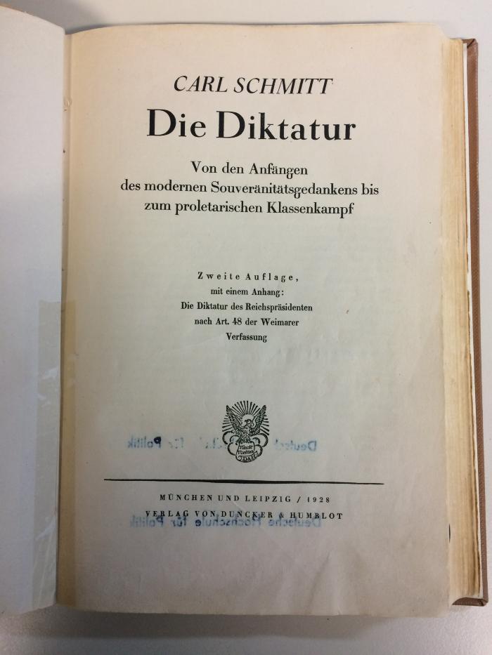 Ba 631 a (ausgeschieden) : Die Diktatur
Von den Anfängen des mordernen Souveränitätsgedankens bis zum proletarischen Klassenkapf (1928)