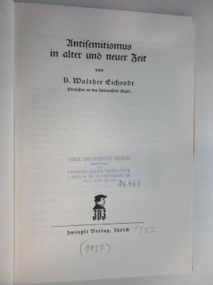 Db 461 : Antisemitismus in alter und neuer Zeit
 (1937)