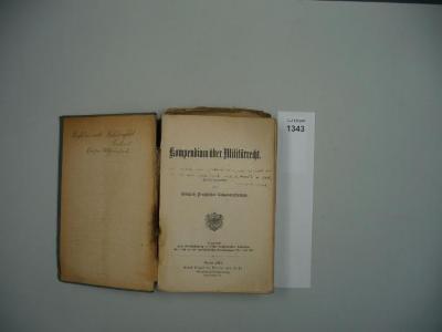  Kompendium über Militärrecht. (1911)