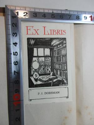 Db 1658 &lt;3&gt; : Die Sprüche der Väter : ein ethischer Mischna-Traktat (1901);- (Dorsman, Pieter Jan;Pieck, Anton), Etikett: Exlibris; 'Ex Libris
P. J. Dorsman
Anton Pieck 
'.  (Prototyp)