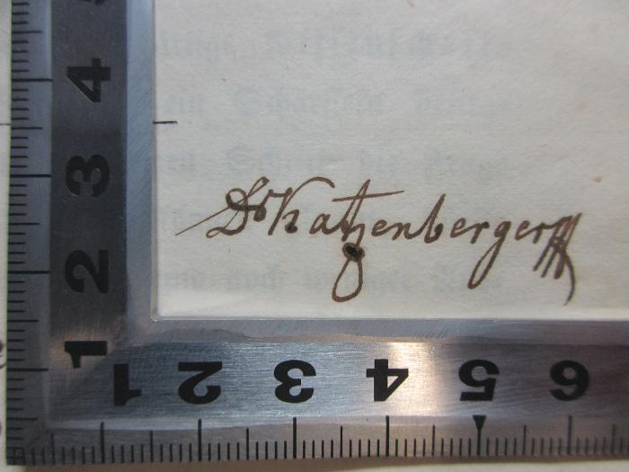 - (Katzenberger), Von Hand: Berufsangabe/Titel/Branche, Autogramm; 'Dr. Katzenberger[?]'. ;4 X 5140 : System der Logik (1852)