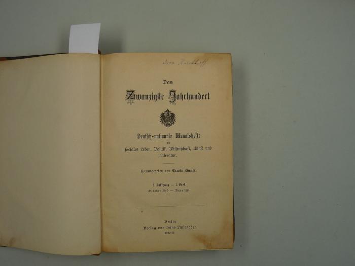  Das Zwanzigste Jahrhundert. (1890/91)
