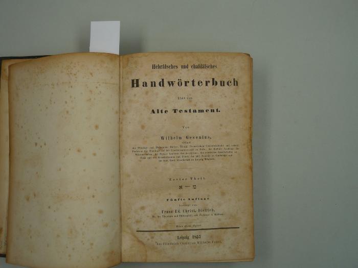  Hebräisches und chaldäisches Handwörterbuch über das Alte Testament. Erster Theil א - מ. (1857)