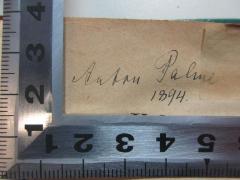 - (Palme, Anton), Von Hand: Autogramm, Datum; 'Anton Palme
1894.'. 