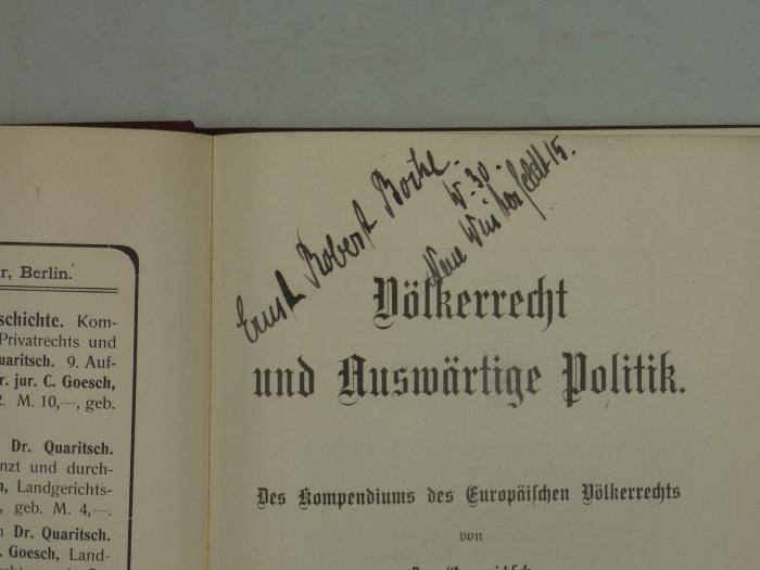- (Boche, Ernst Robert), Von Hand: Name, Ortsangabe; 'Ernst Robert Boche
W.30. Neue Winterfeldt 15'. 