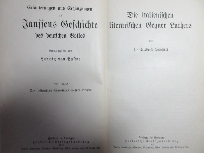 4 F 551-8 : Die italienischen literarischen Gegner Luthers (1912)