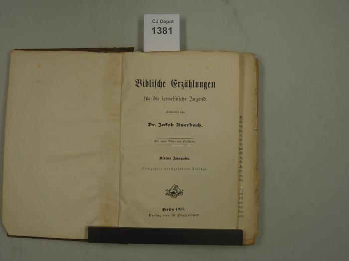  Biblische Erzählungen für die israelitische Jugend. (1917)