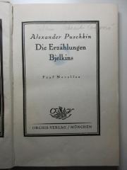 5 X 105 : Die Erzählungen Bjelkins : fünf Novellen (1922)