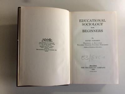 E3 / SNE 1 (ausgeschieden) : Educational Sociology for Beginners (1928)