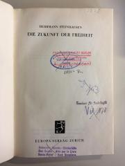 D Steinh I (ausgeschieden) : Die Zukunft der Freiheit (1938 (Copyright))