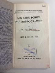 G2 / SAL 2 : Die Deutschen Parteiprogramme. 1871 - 1900 (1907)
