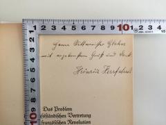 - (Glahn, Erich Martin), Von Hand: Widmung; 'Herrn Rittmeister Glahn mit ergebenstem Gruß und Dank Heinrich Herrfahrdt'. 