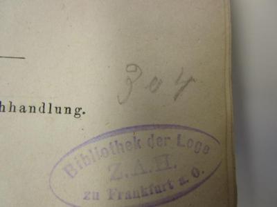  Oeffentliche Vorträge gehalten in der Schweiz (1880);- (Johannis-Freimaurer-Loge Zum Aufrichtigen Herzen (Frankfurt (Oder))), Von Hand: Nummer; '3u4'. 