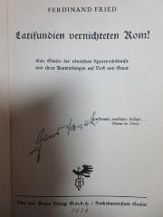 5 X 710 : Latifundien vernichteten Rom! Eine Studie der römischen Agrarverhältnisse und ihrer Auswirkungen auf Volk und Staat (1938)