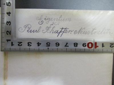 - (Schaffer, Paul), Von Hand: Name, Ortsangabe, Notiz; 'Eigentum
von
Paul Schaffer. Neustrelitz.'. ;5 X 690&lt;2&gt; : Uli, der Pächter : ein Volksbuch (1850)