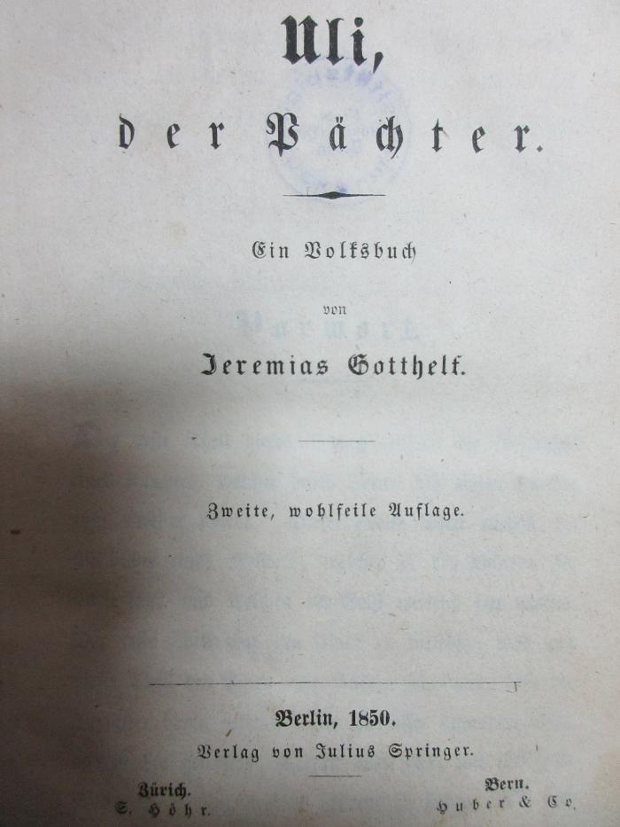 5 X 690&lt;2&gt; : Uli, der Pächter : ein Volksbuch (1850)