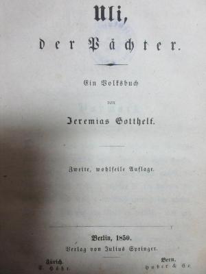 5 X 690&lt;2&gt; : Uli, der Pächter : ein Volksbuch (1850)
