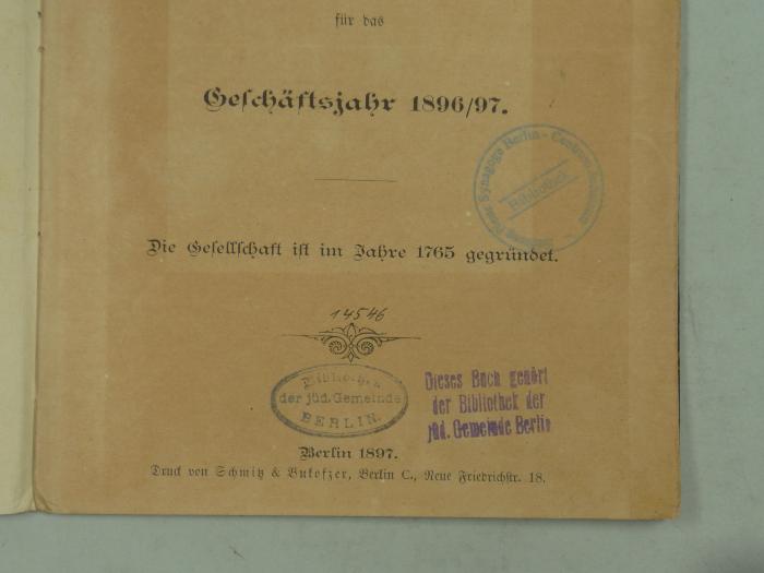- (Jüdische Gemeinde zu Berlin), Von Hand: Nummer; '14546'. 
